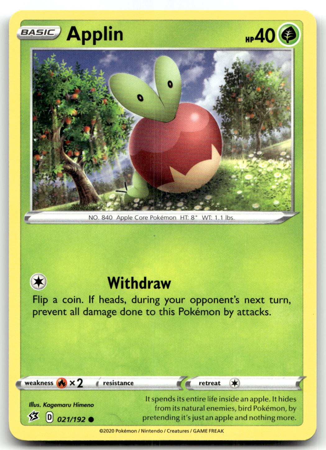 Applin (21) 021/192 SWSH02: Rebel Clash Common Normal Pokemon TCG NM