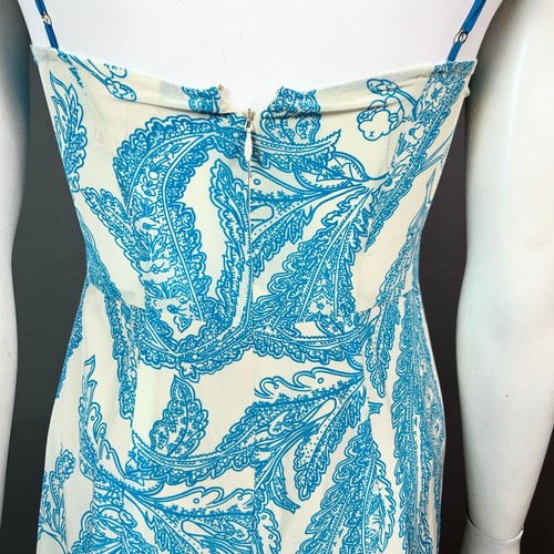 Tracy Reese dress size 2 Y2K maxi slip beaded corset cream blue silk vtg Mermaid - Picture 10 of 14