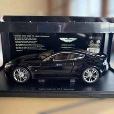 Aston Martin V12 Vantage 1/18 Diecast Model Black with Display Base Collectible