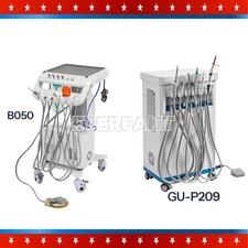 Dental Portable Mobile Cart Delivery Unit System 4Holes with Air Compressor US
