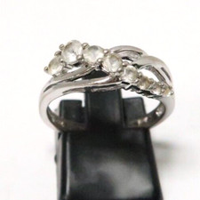 ATTRACTIVE STERLING SILVER 8 CZ CRISS CROSS RING size 6.50 2.56G