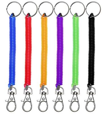  6Pcs Spiral Retractable Spring Coil Keychain Theftproof Anti-lost Stretch 