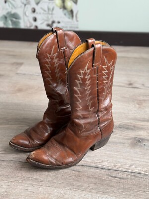 Cowboy Western Boots 90s Leather Brown Shoes Vintage | eBay