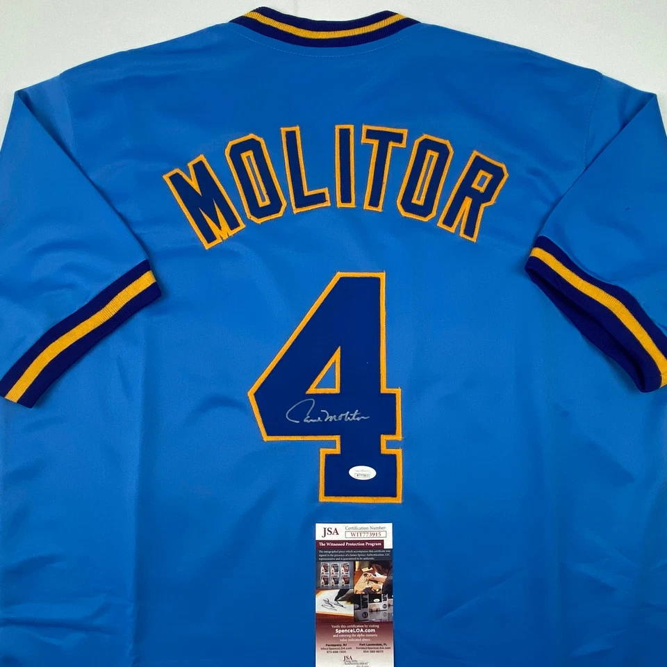 Autographed/Signed Paul Molitor Milwaukee Blue Baseball Jersey JSA COA Auto - Image 2 of 4