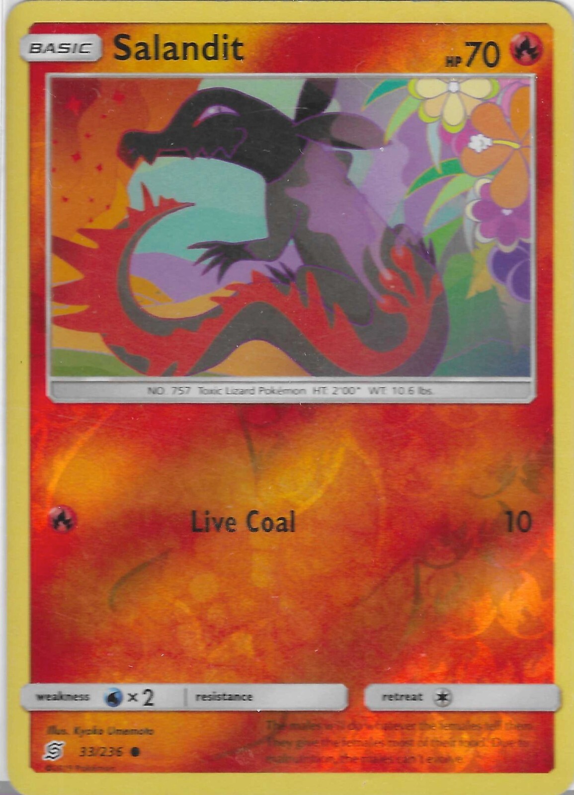 Pokemon Card Unified Minds 033/236 33/236 Salandit Reverse Holo Common