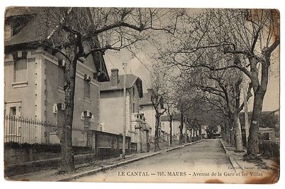 CPA 15 - MAURS (Cantal) - 757. Avenue de la Gare et les Villas - Ed. Karriere