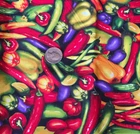 1 Yd Assorted Peppers Red Green Purple Fabric Shamash & Sons