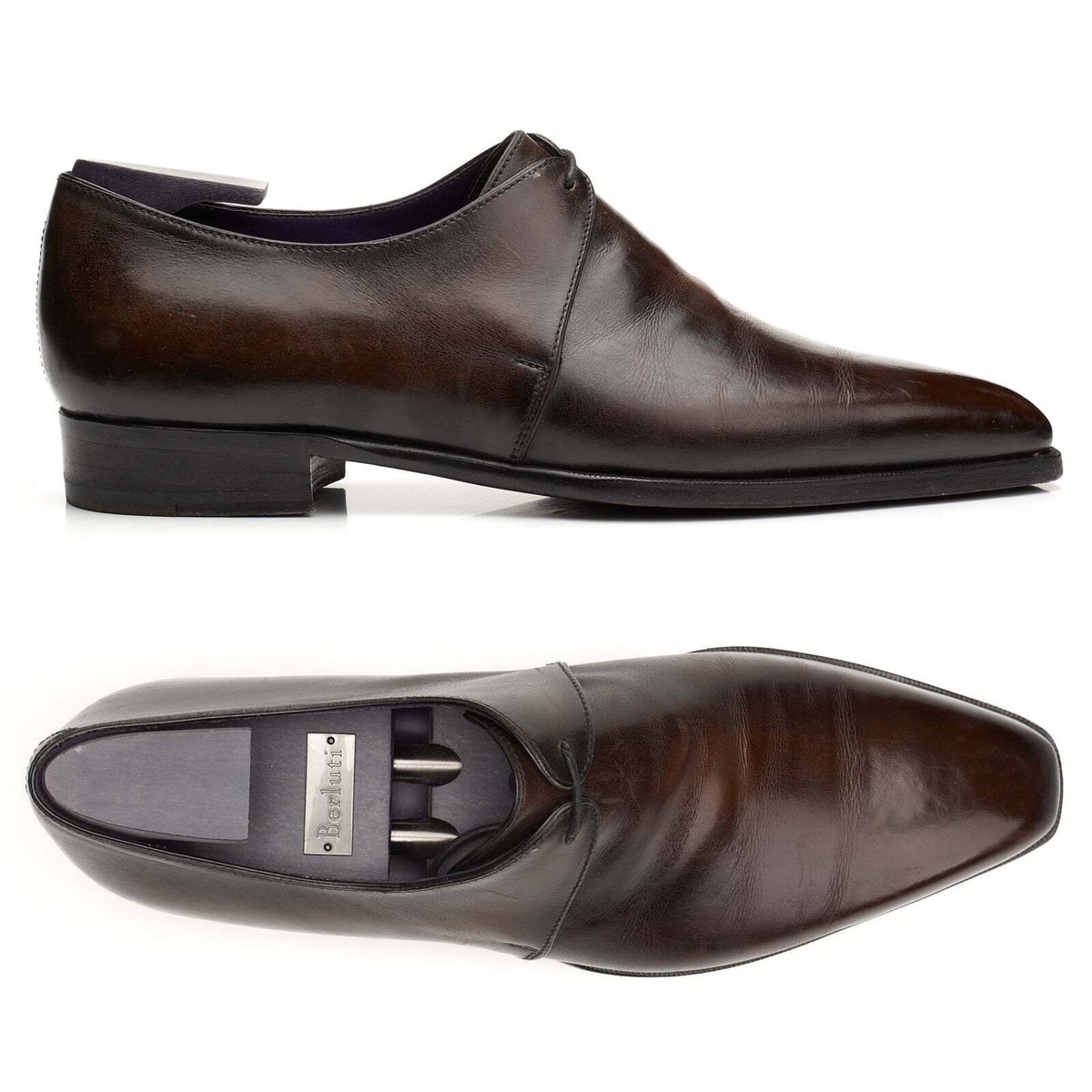 BERLUTI Dark Brown Patina Leather Oxford Dress Shoes UK 8 US BERLUTI Dark Brown Patina Leather Oxford Dress Shoes UK 8 US