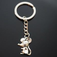 Mouse Keyring Key Chain Cute Silver Color Charm Pendant Keychain