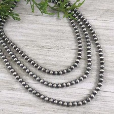 6mm Sterling Silver Bead, Necklace, Oxidized Sterling Silver, Classic Western J