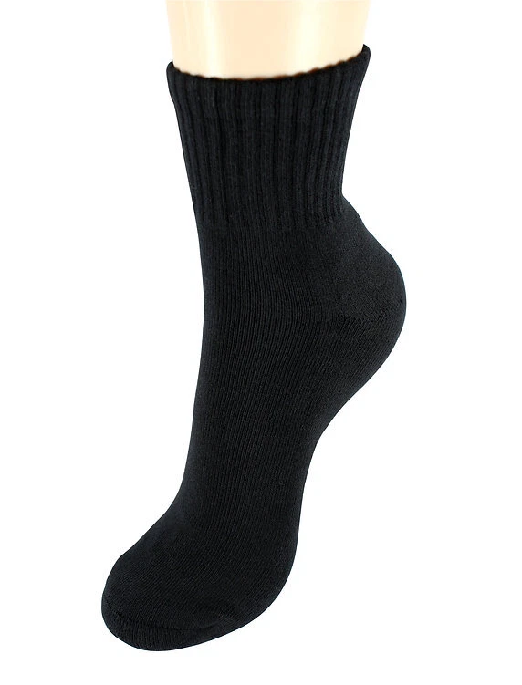 Men Women Bamboo Sport Socks Ankle Quarter Crew Trainer Work Cushion Black White - image 2 of 4