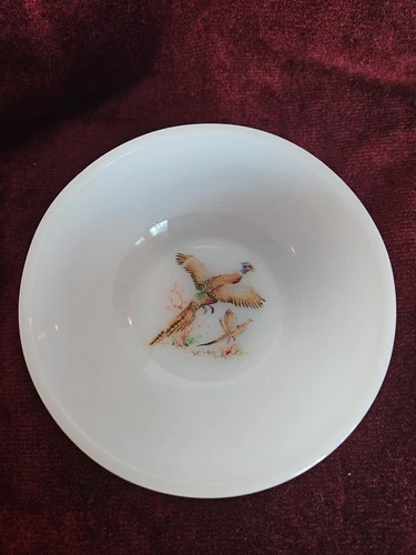 Vintage Anchor Hocking Fire King Dish Bowl Game Cottage Core Mallard Duck