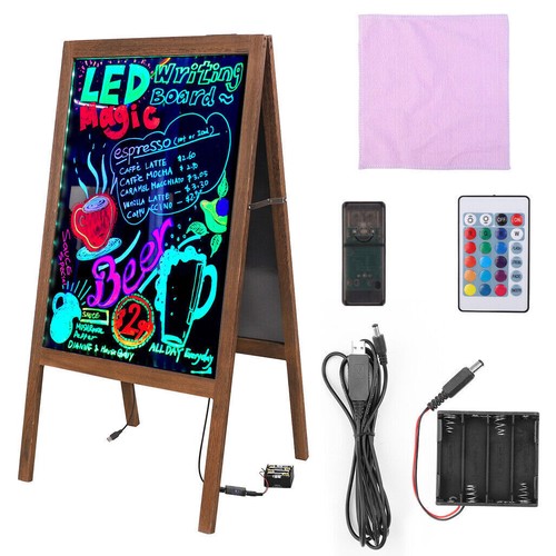 Heavy Rustic Large Wood A-Frame Magnetic LED Chalkboard Blackboard Wedding Cafe - Picture 13 of 45