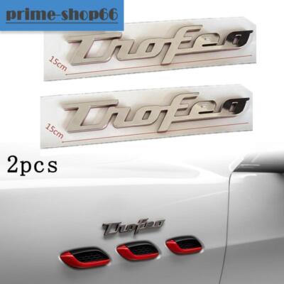 2pcs Trofeo Logo Rear Emblem Badge Fender Sticker 670181778 For Levante