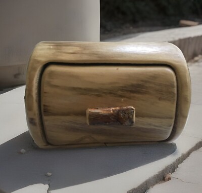 Vintage Hand Carved Wood Trinket Jewelry Storage Box With Drawer Aspen Wood 80 s