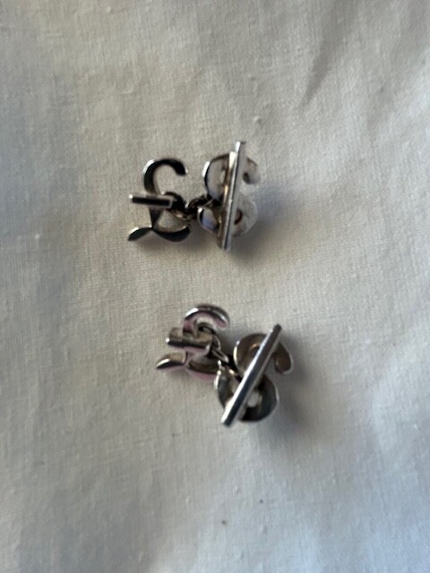 LINKS of LONDON 1992 Sterling Silver Dollar & Pound Cufflinks 11.3 grams