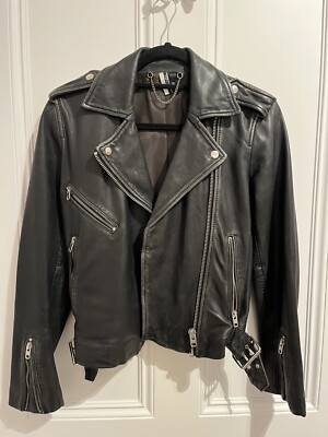 Topshop Black Real Leather Biker Jacket UK