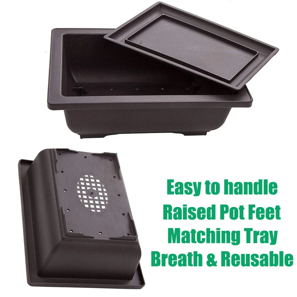 1-3 Set Plastic Bonsai Flower Pots Growing Pot with Tray Plant Labels for Garden - Image 4 of 4