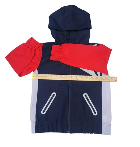 Reebok Kids Zip-Up Light Jacket Navy Blue & Red Reflective Hoodie Size XS (4/5) - Picture 5 of 11
