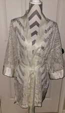 Vtg. NEW Victorias Secret Gold Label Ivory Lace Satin Short Robe One Size