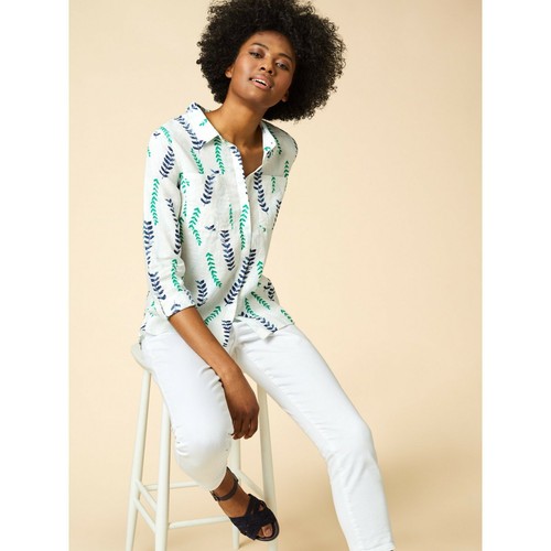 White Stuff Sprig Linen Shirt In Julep 