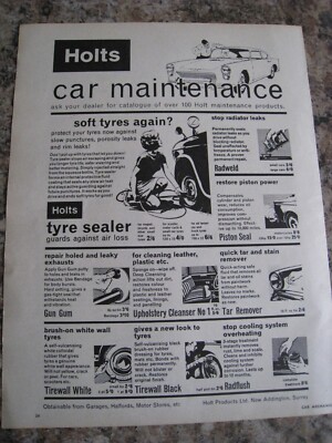 HOLTS AUTO PFLEGE WEICHE REIFEN WIEDER REIFENVERSIEGELUNG 1962 WERBUNG A4 AKTE 38
