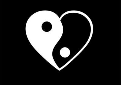 Yin Yang Heart Vinyl Decal Sticker you choose size and color