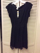 American Rag Black Lace Lined Mini Dress Stretch Juniors Size Medium MSRP $54