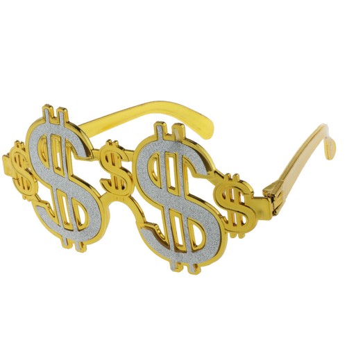 Glitter Dollar Eye Glasses Money Occhiali da sole Funny Fancy Dress Party - Foto 2 di 12
