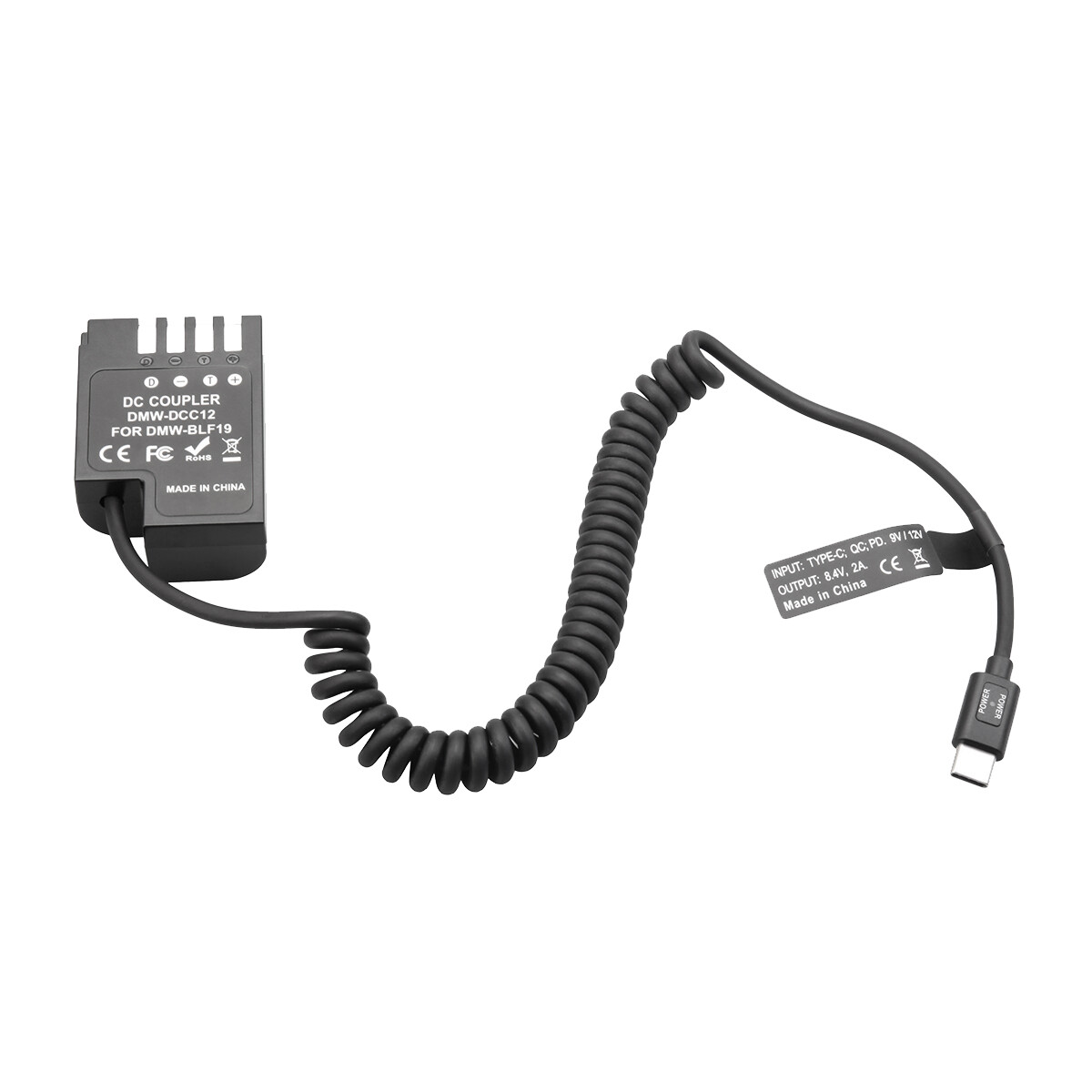 DMW-BLF19 Dummy Battery DCC12 PD USB-C Coupler for  GH3 GH4 GH5 GH5S U9A74008