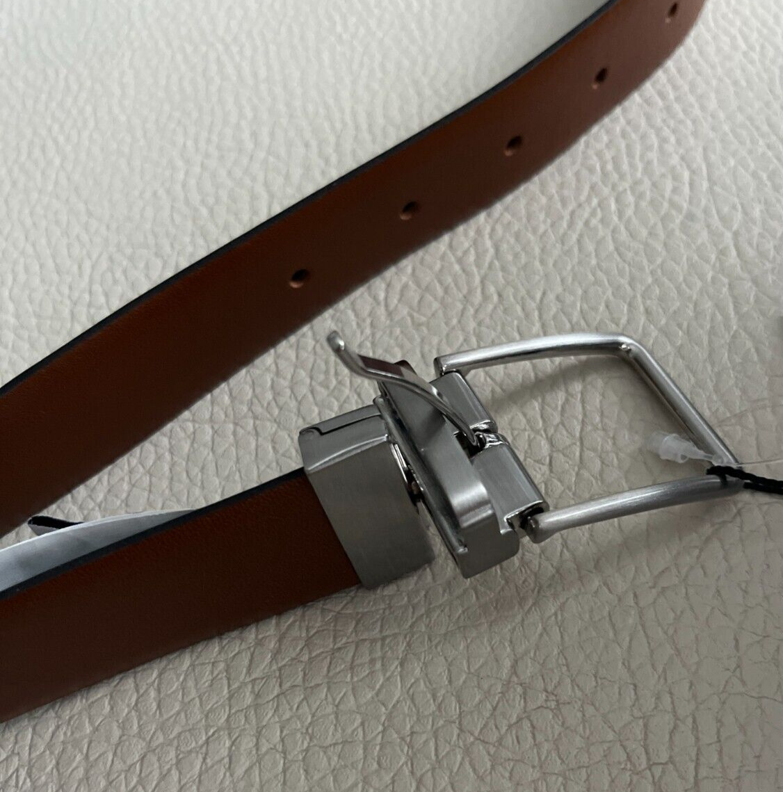 Zara Reversible Leather Belt with Twist Buckle - Made in  display picture 3