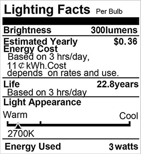 3W LED Bulb Equivalent 25 Watt Light Bulbs, A15 Soft White 2700K Energy Saving L - Picture 8 of 8