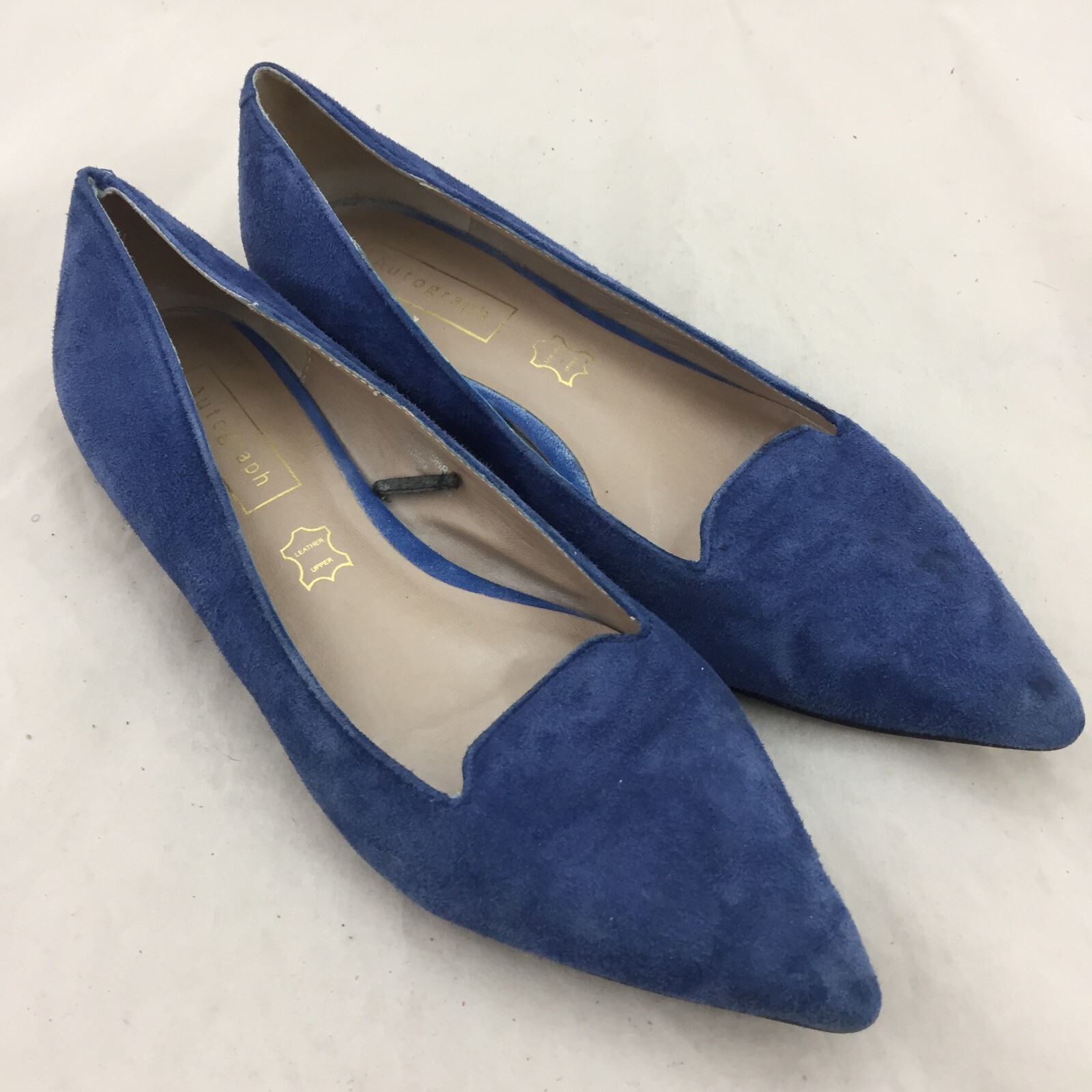 Autograph Women's Shoes Size 5 Blue Leather Upper Pointed Toe Low Block
