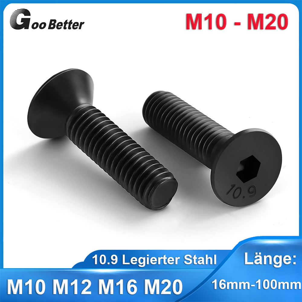 Senkschraube Schwarz Verzinkt Innensechskant M10 X 60 Mm