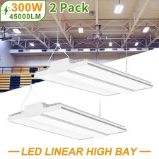 2 Pack Commercial Warehouse LED Linear High Bay Light Fixture 300W 45000LM 5000K