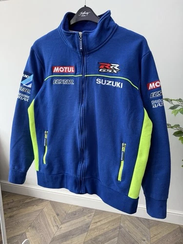 Vintage Suzuki MotoGP Team Jacket Mens Blue Full Zip Racing Motul Logo image 3