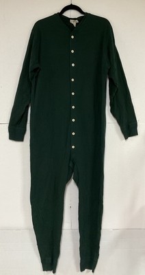 J.Crew Vintage Mens Green Union Suit Long John XL Base Layer Butt Flap USA  EUC