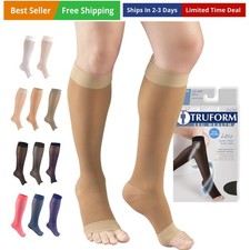 Sheer Compression Stockings, 15-20 mmHg, Women's Knee High Length, Open Toe, ...