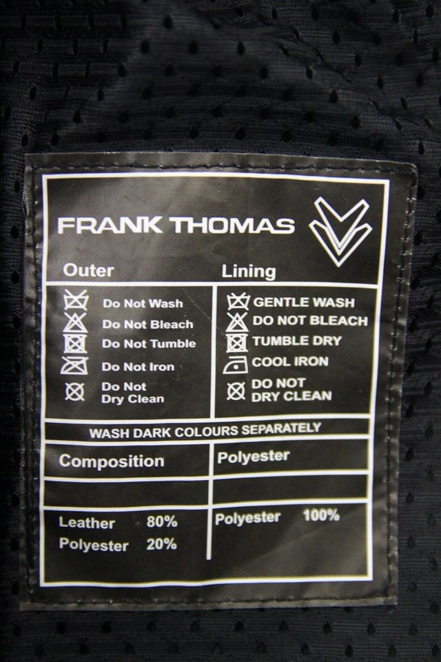 FRANK THOMAS BLACK LEATHER BIKER TROUSERS: WAIST 36-38 INCH/INSIDE LEG 30 INCH - Image 3 of 4