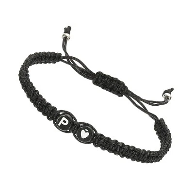 Initiales Armband, verstellbar, Alphabet P, schwarz, 1 Paar, für Frauen - Bild 1 von 4