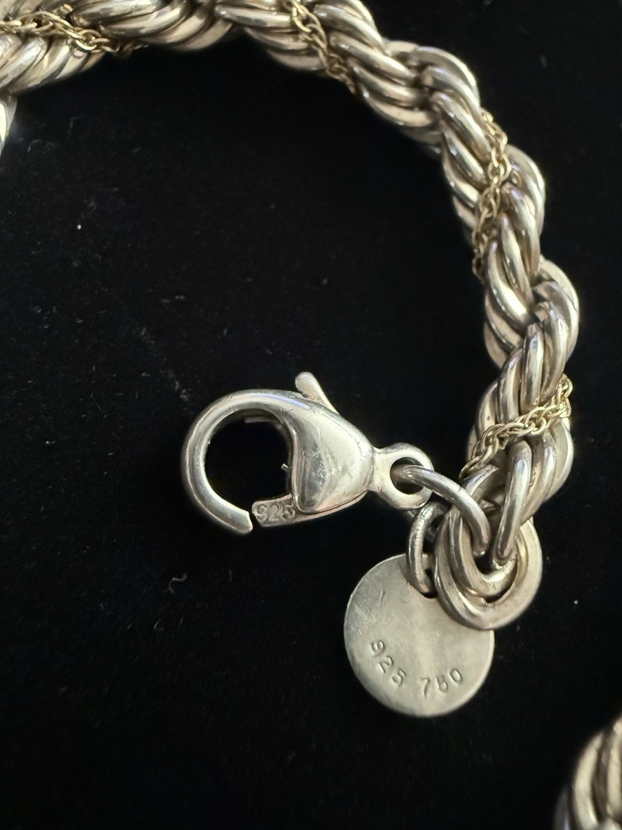 Tiffany & Co. 925 Sterling Silver & 18k Gold Twisted Rope Bracelet