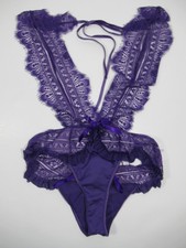 NEW Fredericks of Hollywood Calista Lace Teddy Romper Medium/Large Purple