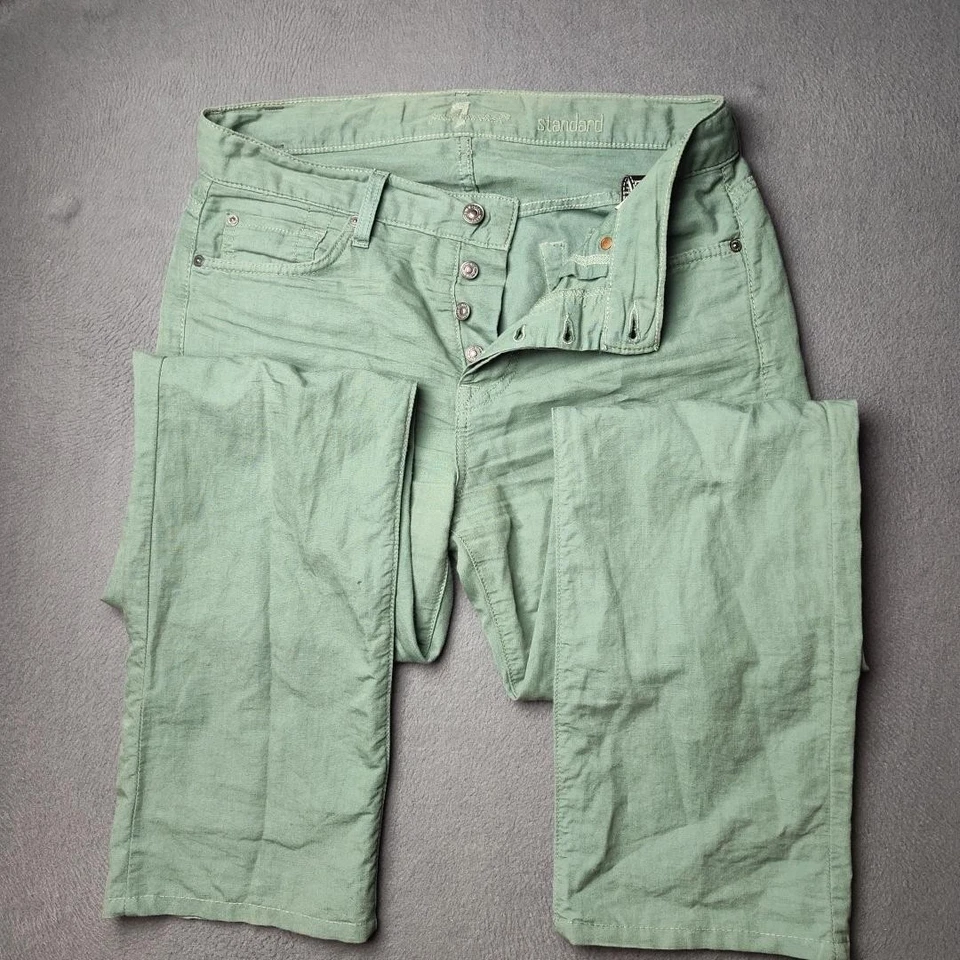 7 Для всего человечества джинсы мужчин 30 x 32 зеленый стандарт льняной смеси кнопка мухи прямой - Изображение 4 из 4
