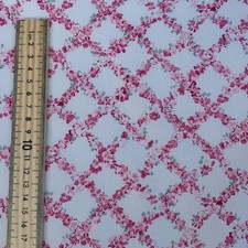 Poplin Designer Rose & Hubble 100% Cotton Fabric Vintage Floral Diamonds - Pink