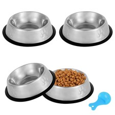 Stainless Steel Cat Bowl, 4 Pack Metal Dog Bowls for Food and Water, Non-Slip...