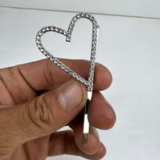 Women's Rhinestone Crystal Heart Hair Clip Bobby Pin Silver Tone Accessory
