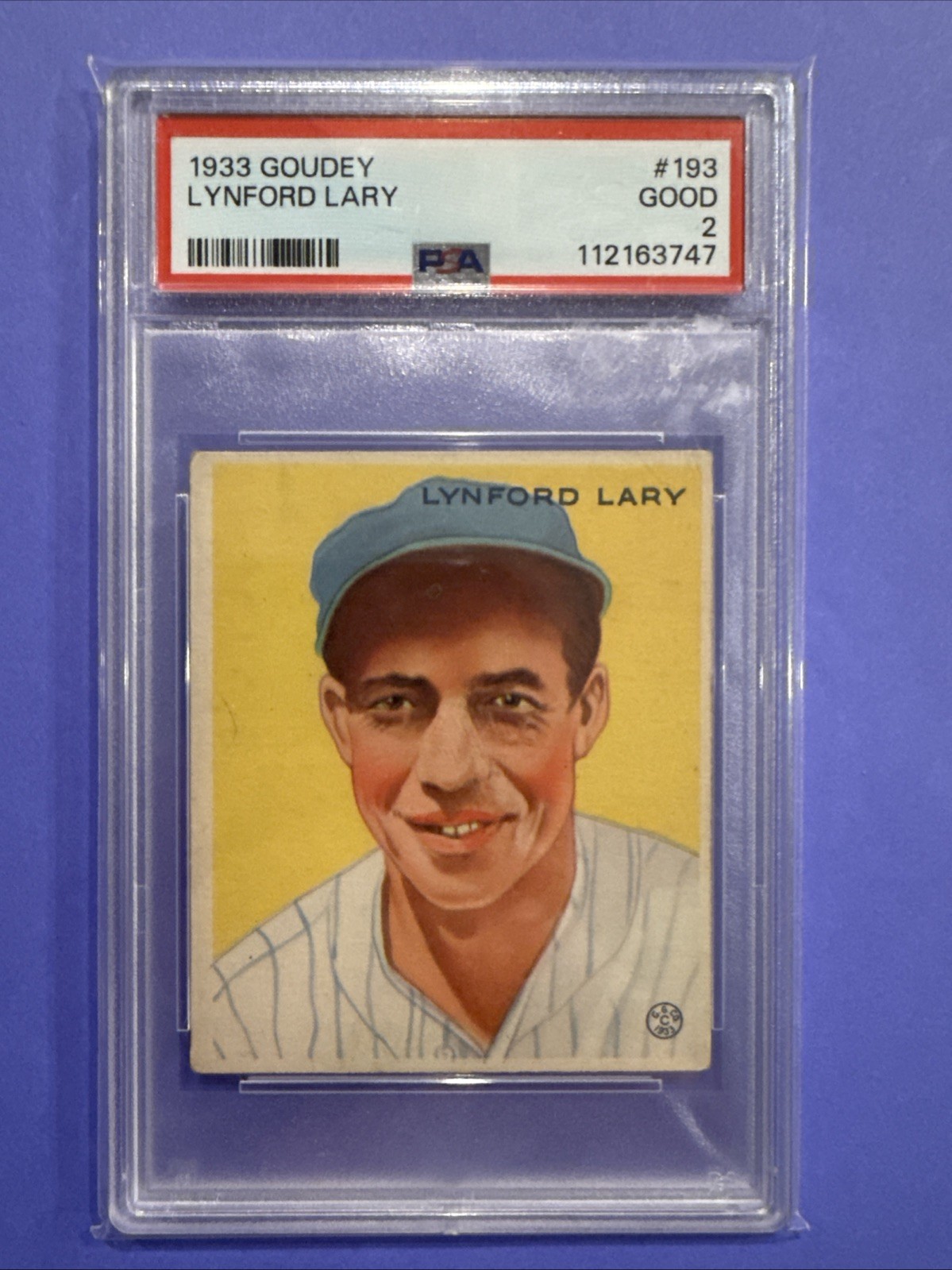 1933 Goudey Lynford Lary PSA 2 Good