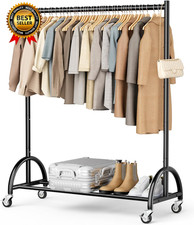 Heavy Duty Clothing Rack with Wheels Rolling Clothes Racks for Hanging Clothes,