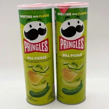 Pringles Dill Pickle Flavored Potato Crisps 2 Cans 5.5 oz Each Best By Jan 2027