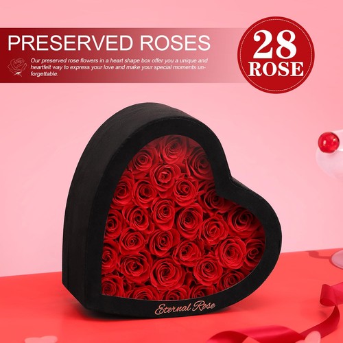Roses Gifts for Mom,Forever Preserved Flowers Roses in a Heart Shape Box,Anni... - Picture 5 of 7